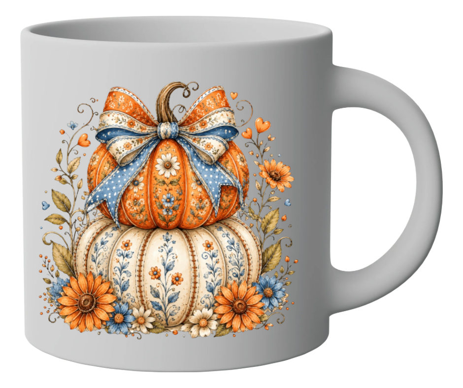 Beautiful Fall Floral Pumpkin Duo Digital Download