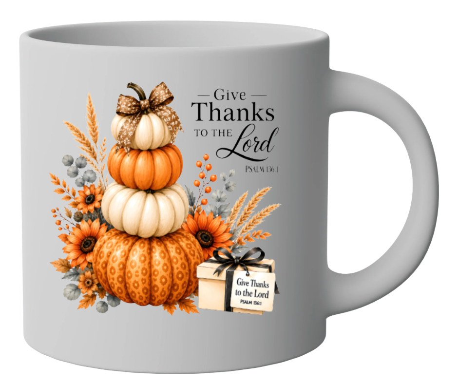 Give Thanks to the Lord – Psalm 136:1 Stacked Pumpkin PNG Digital Download