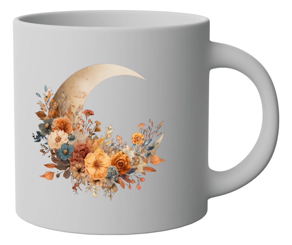 Boho Crescent Moon with Fall Florals PNG Digital Download