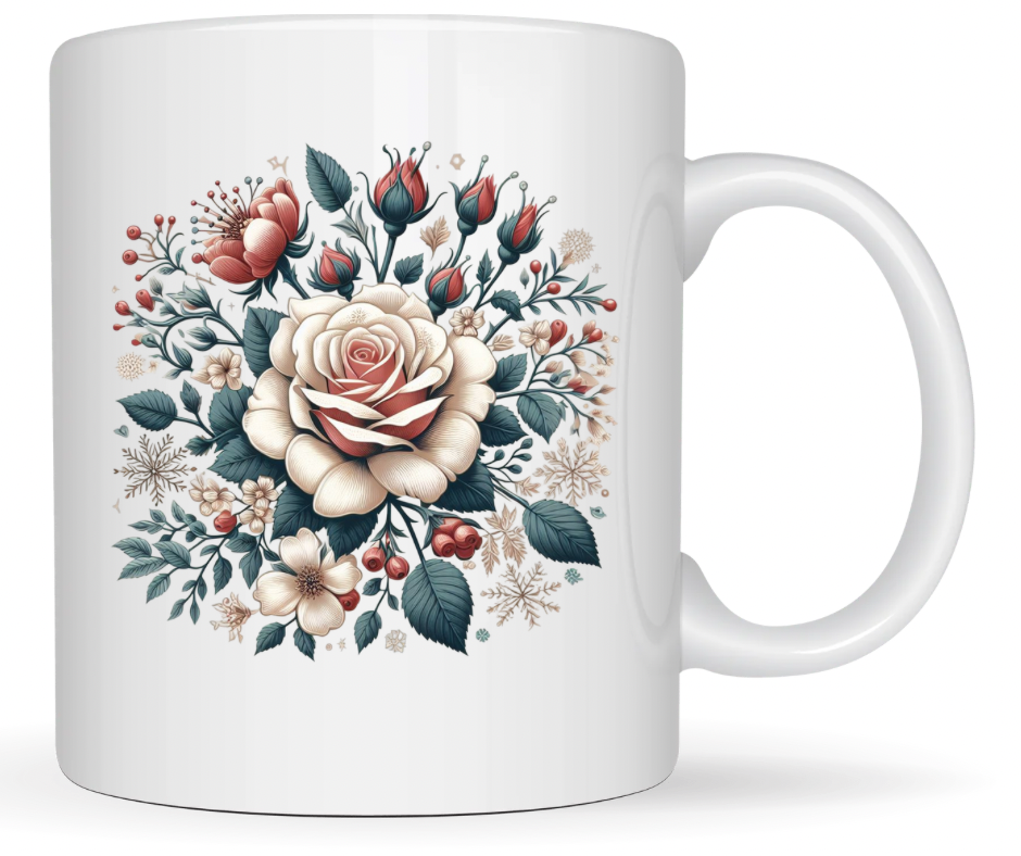 Vintage Winter Rose 3 Design PNG Bundle – Digital Download