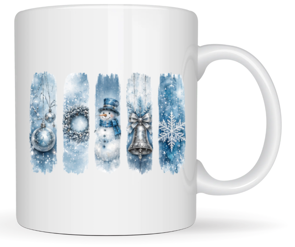 Blue Watercolor Winter PNG | Snowman & Snowflake Download