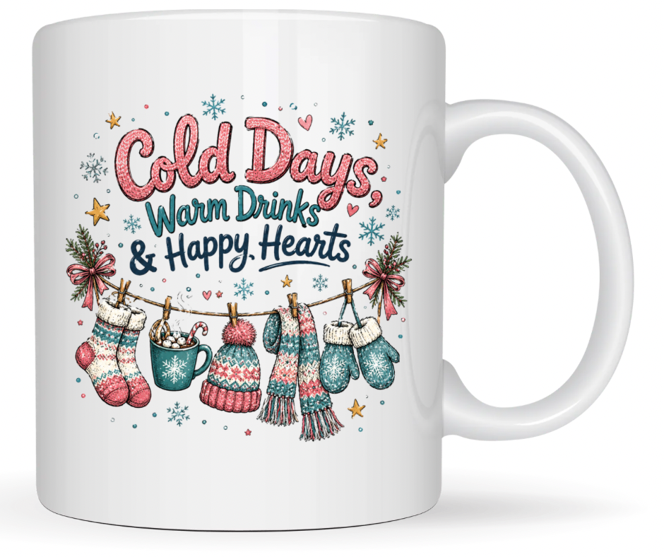 Cold Days, Warm Drinks & Happy Hearts PNG | Winter Design
