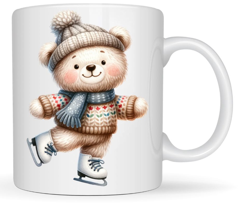 16-Piece Skating Bear PNG Bundle | Winter Digital Download