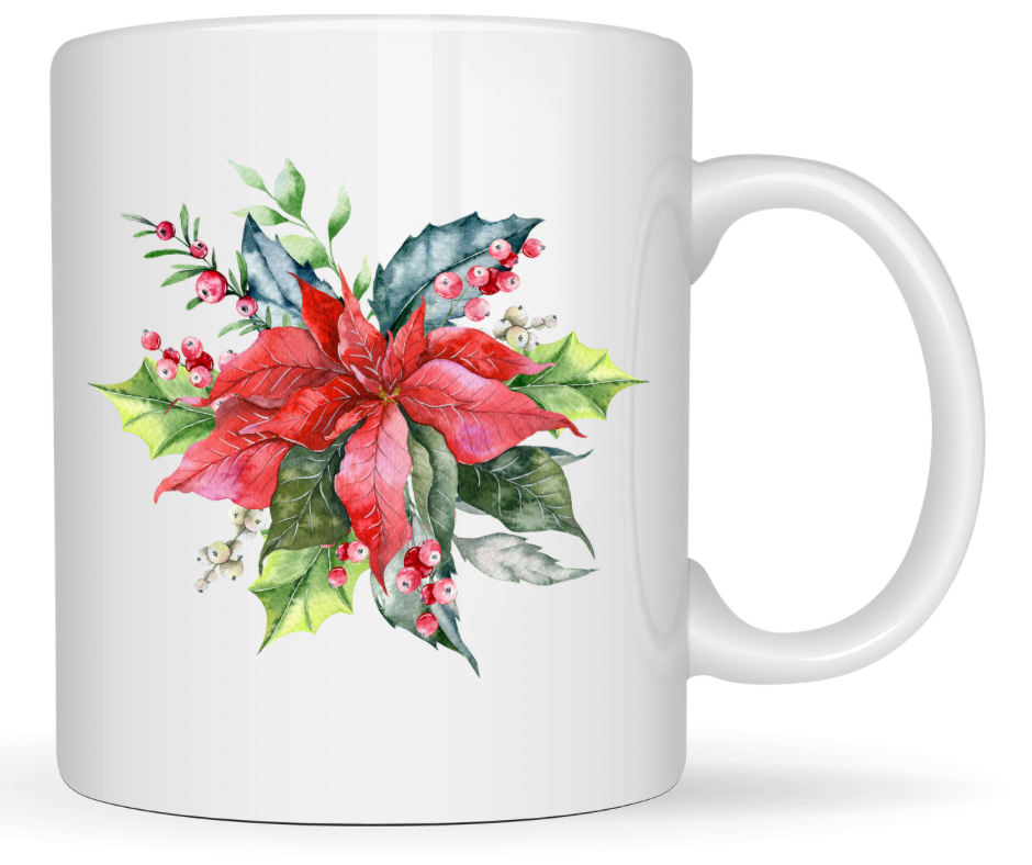 Watercolor Christmas Poinsettia PNG Bundle | 2 Designs