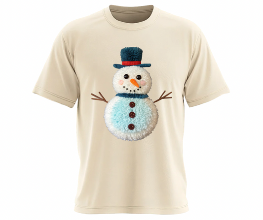 Fluffy Snowman PNG | Blue Top Hat Winter Digital Design