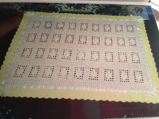 Blue and white chevron ripple crocheted baby afghan