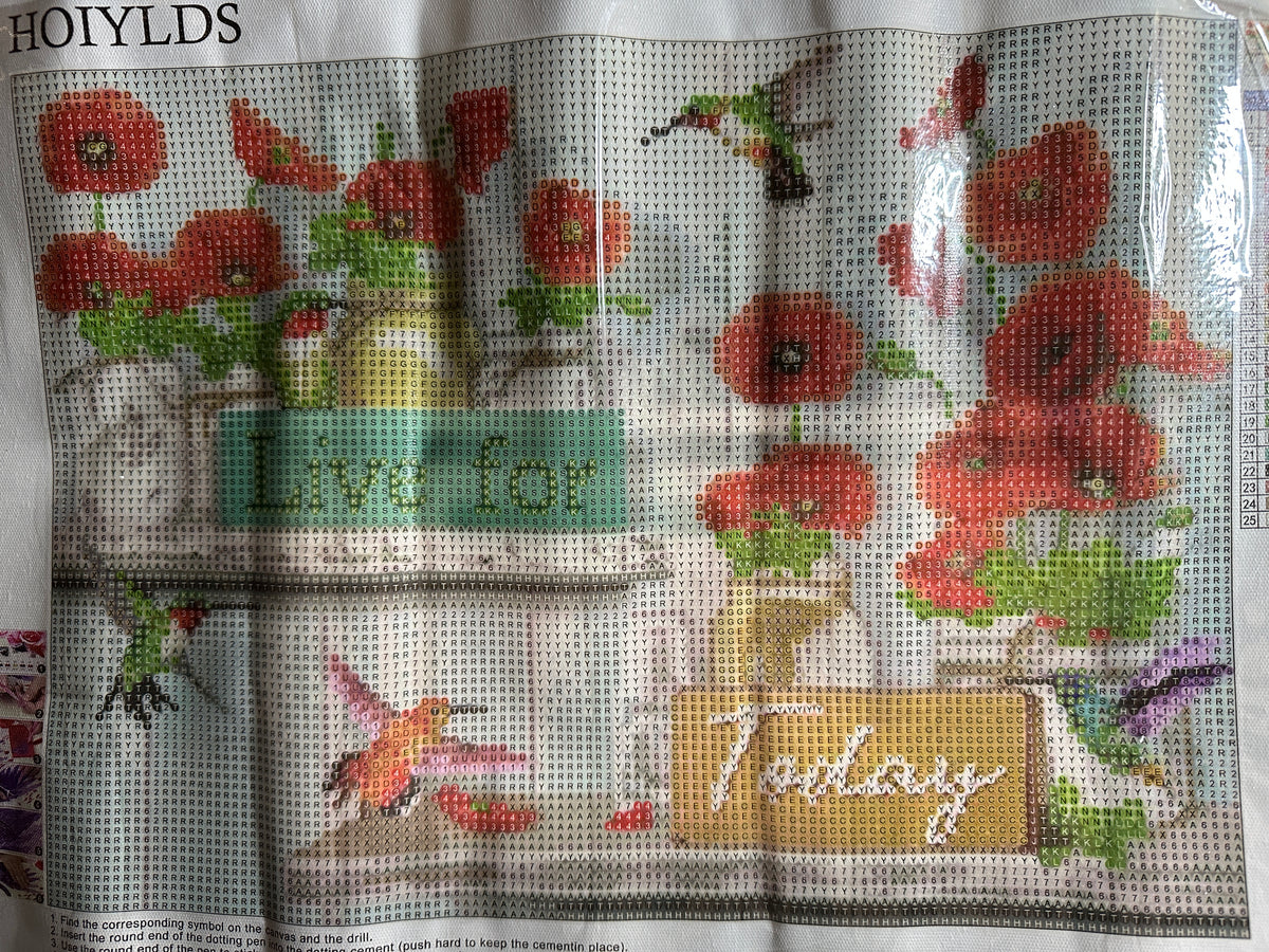 Live for Today Diamond Art Kit – Poppies & Hummingbirds 40x30cm Round Drill