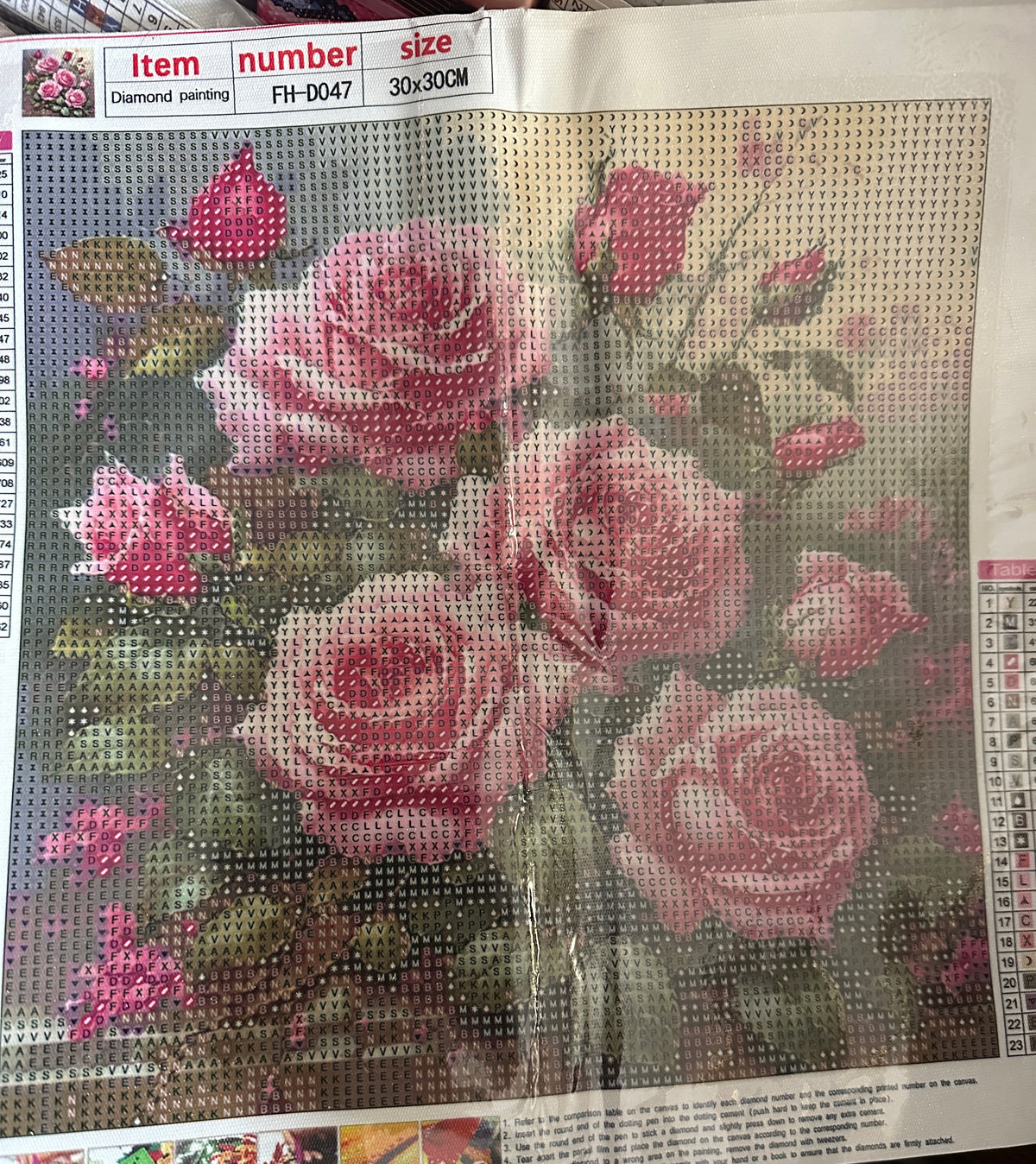 Pink Roses Diamond Art Kit – Vintage Bouquet 30x30cm Round Drill