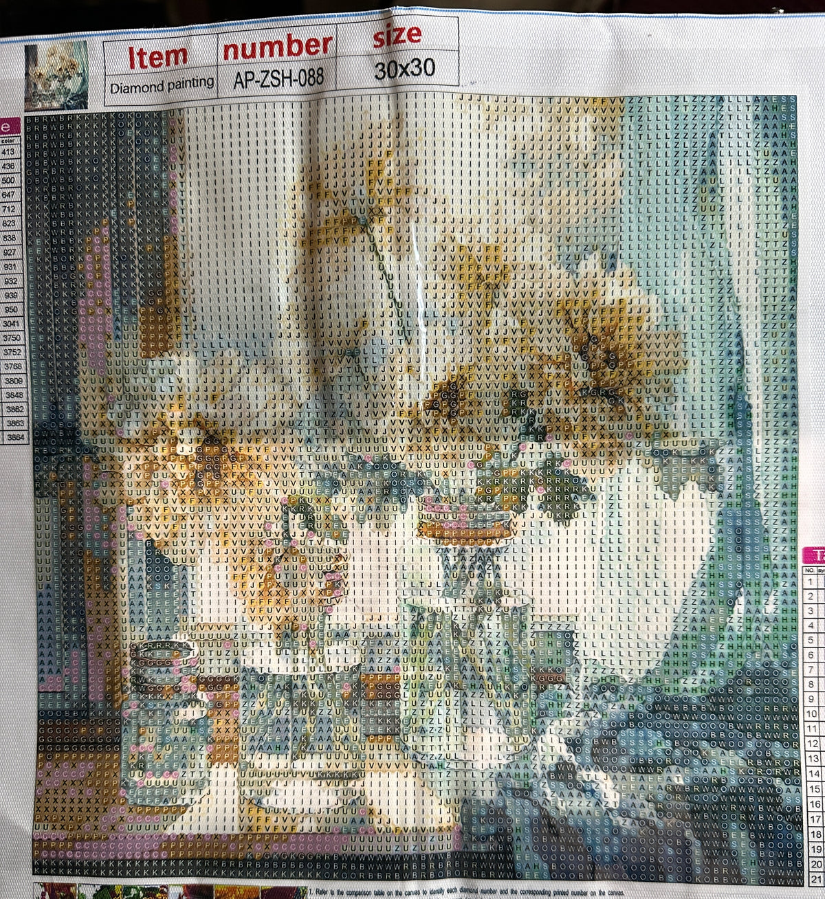 Watercolor Crème Flowers Diamond Art Kit – 30x30cm Round Drill