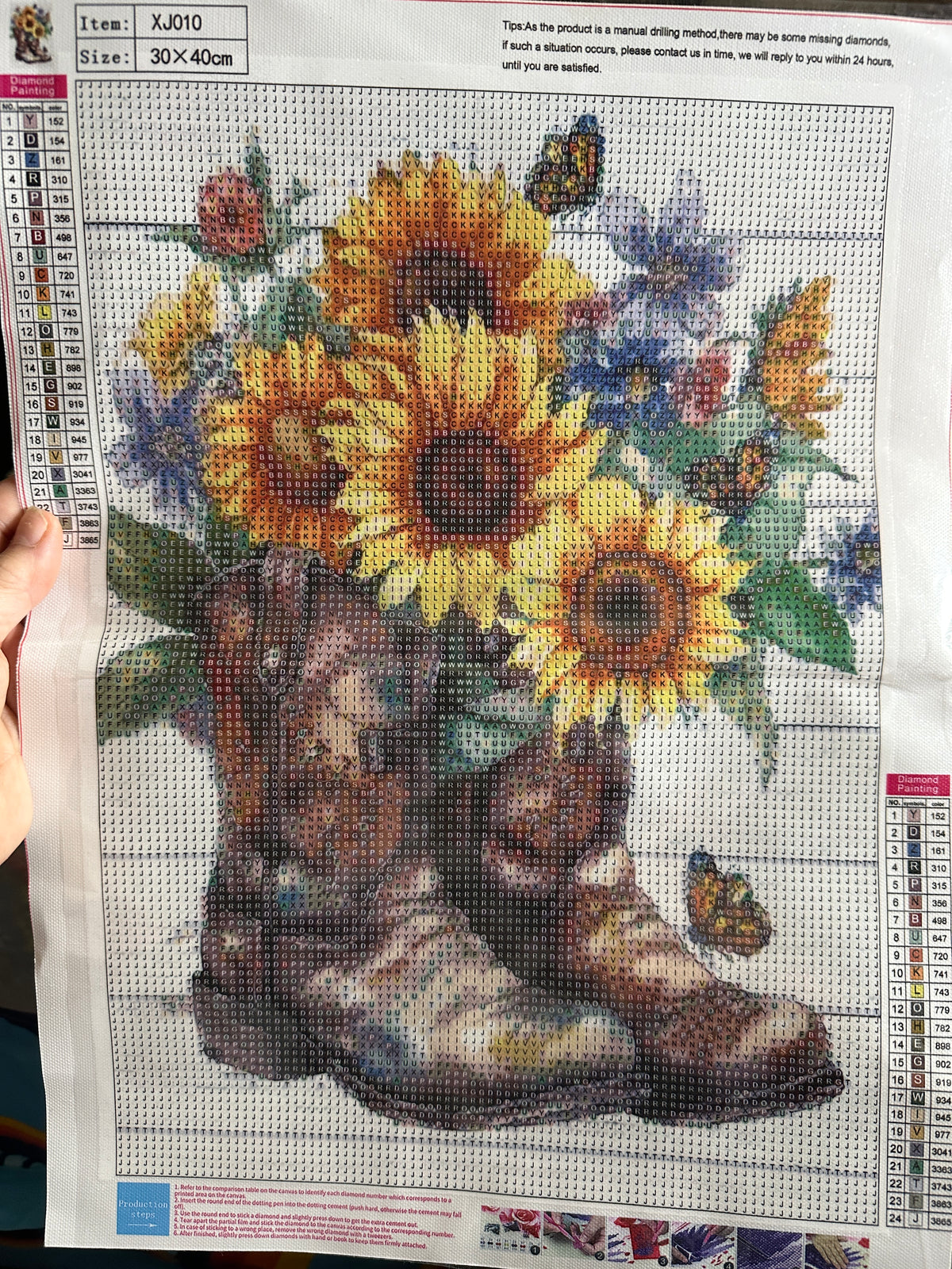 Sunflower Cowboy Boots Diamond Art Kit – 30x40cm Round Drill