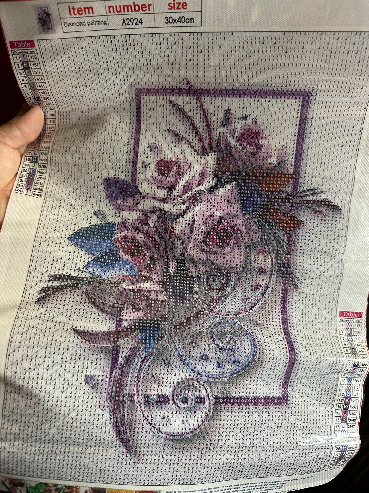 Purple Floral Print Round Diamond Art Kit – 30 × 40 cm