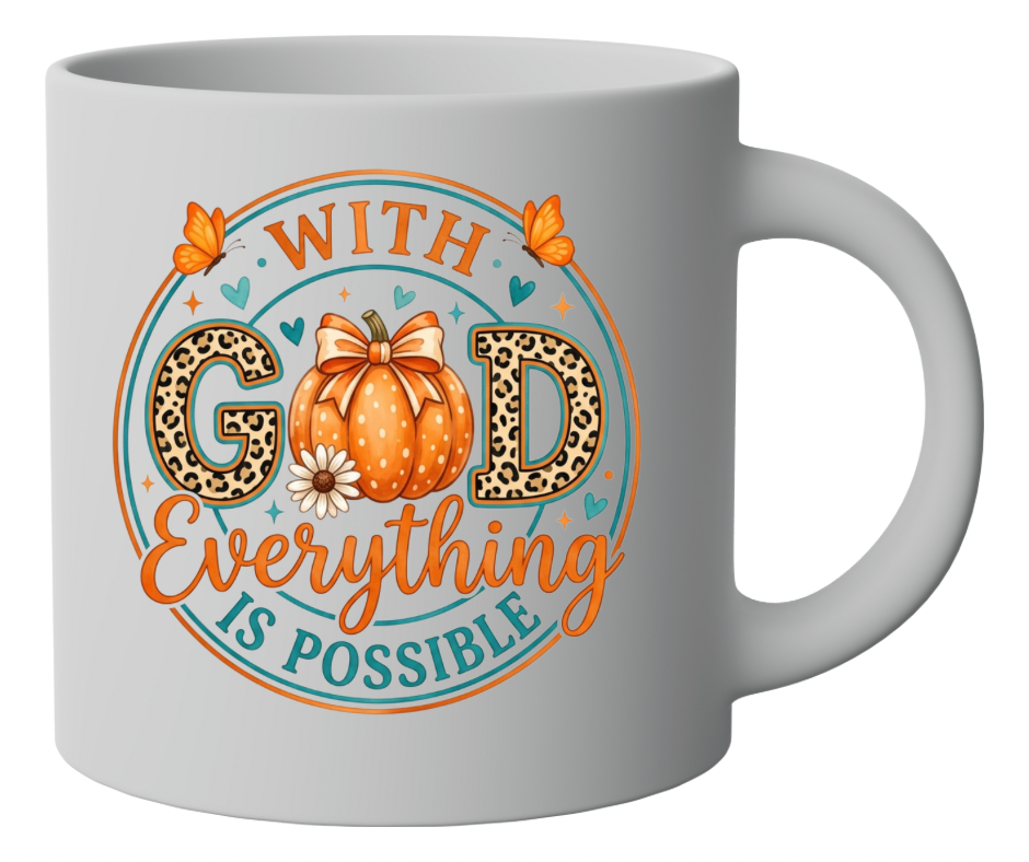 With God Everything is Possible - Fall Pumpkin PNG Digital Download