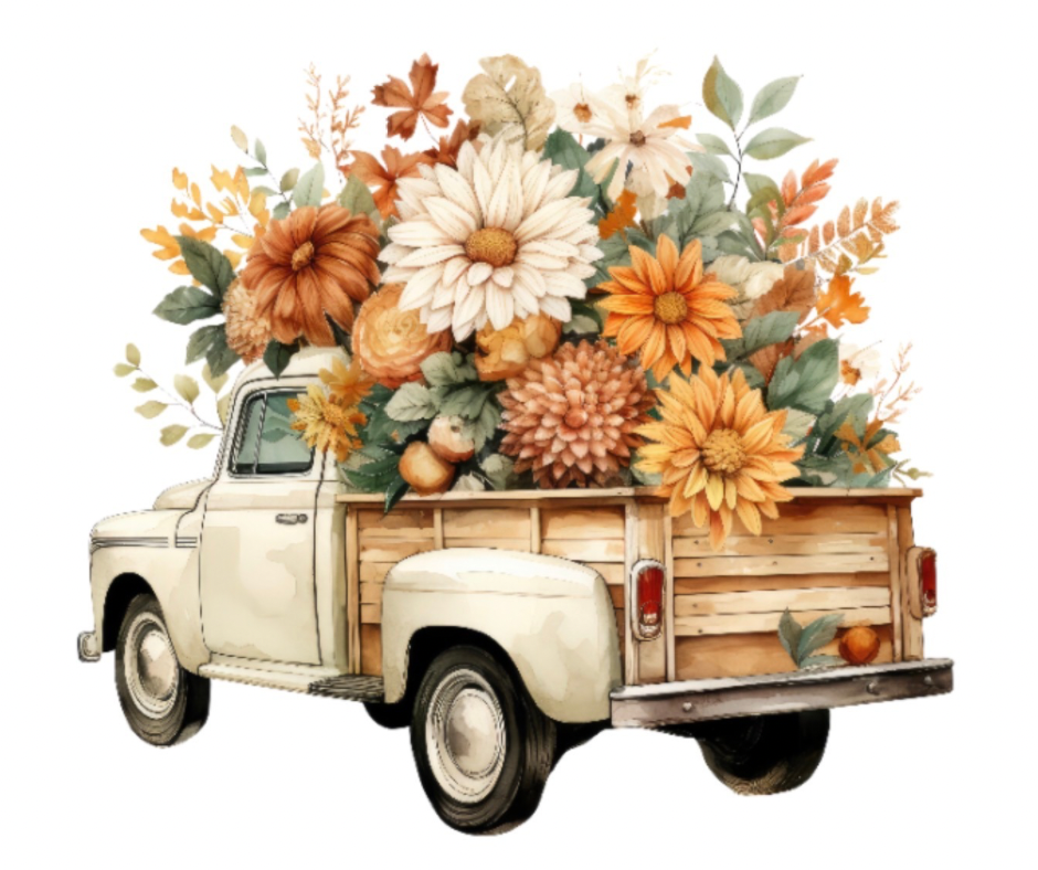 Fall Floral Truck Bouquet Bundle – 5 PNG Digital Downloads