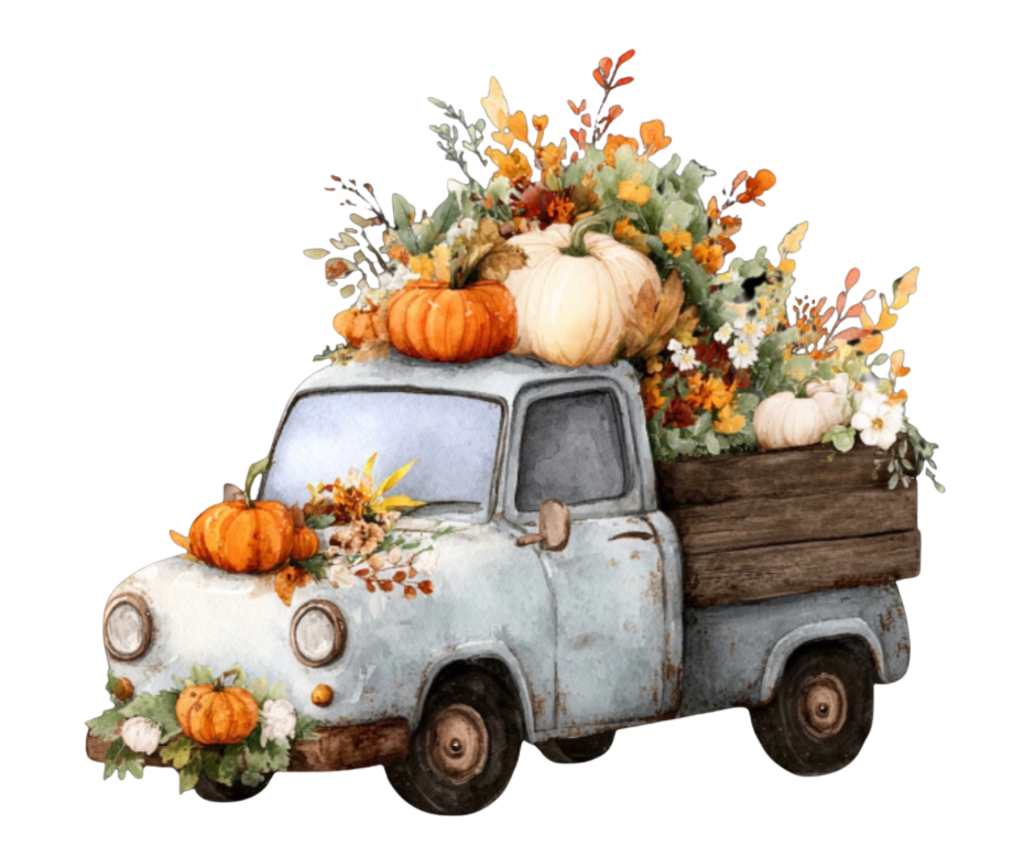 Fall Floral Truck Bouquet Bundle – 5 PNG Digital Downloads