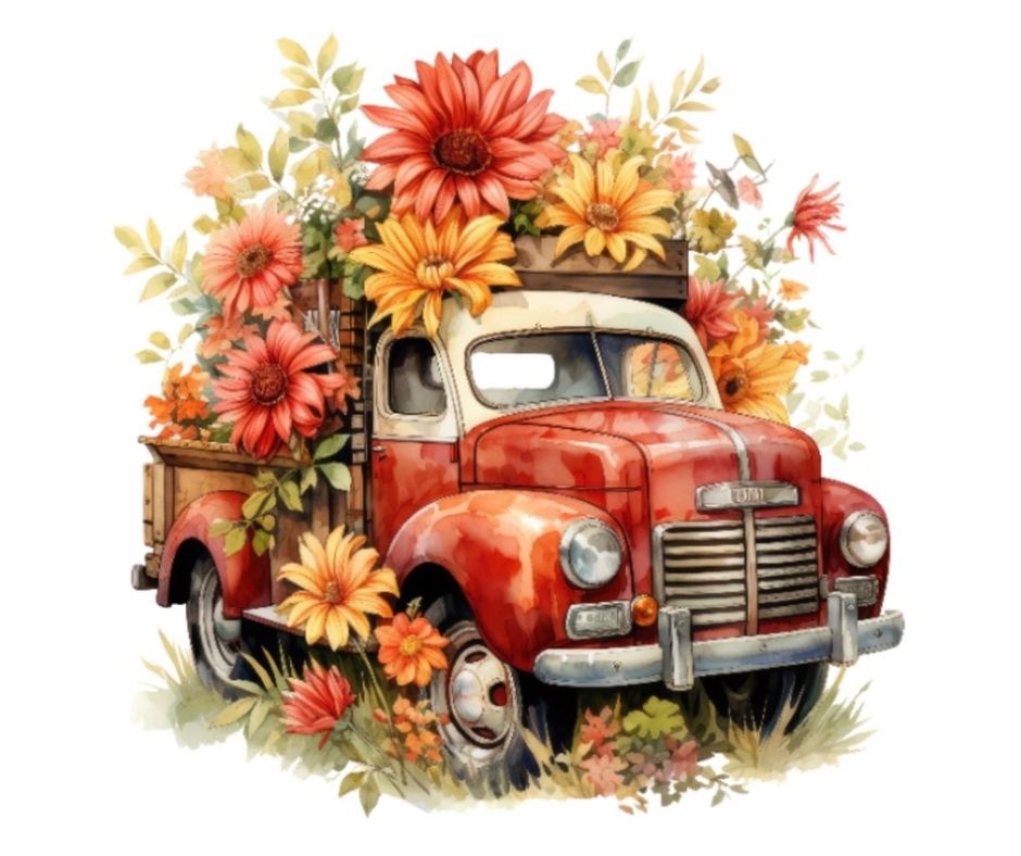 Fall Floral Truck Bouquet Bundle – 5 PNG Digital Downloads