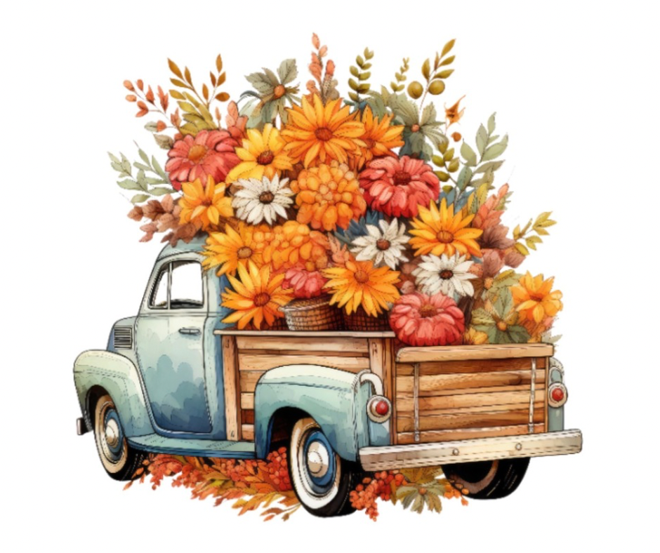 Fall Floral Truck Bouquet Bundle – 5 PNG Digital Downloads
