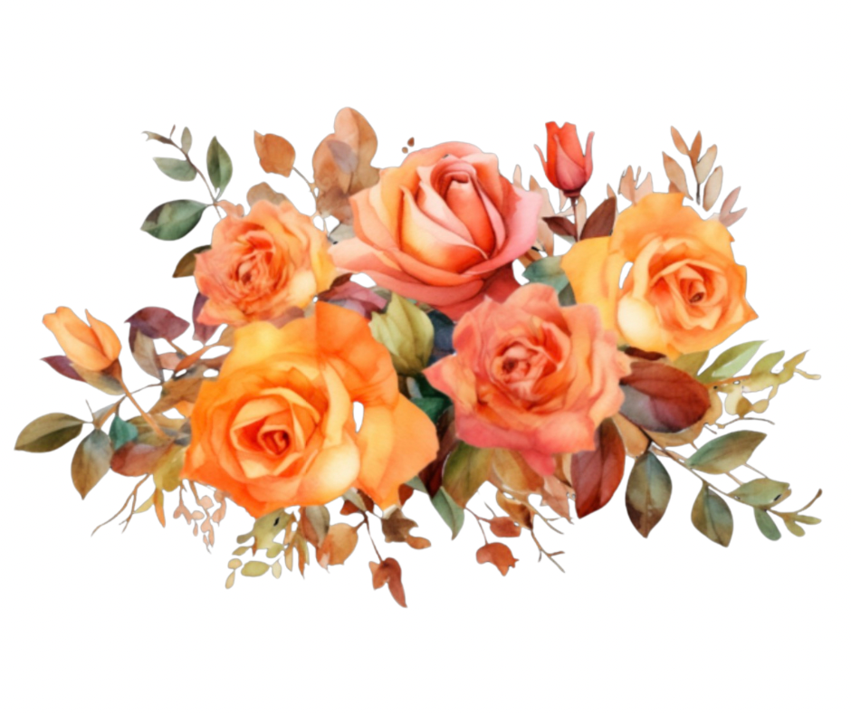 Fall Rose Bouquet Bundle – 5 PNG Digital Downloads