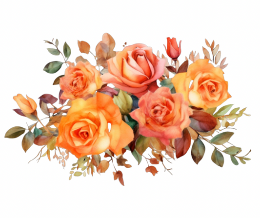 Fall Rose Bouquet Bundle – 5 PNG Digital Downloads