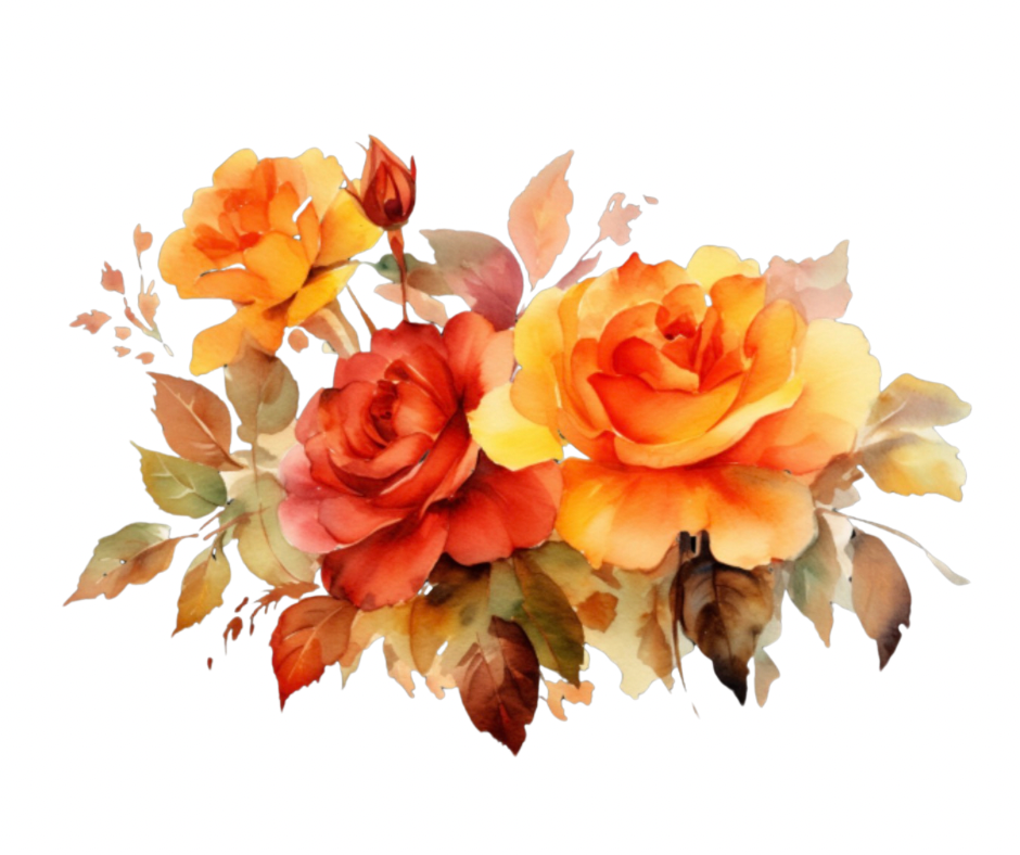Fall Rose Bouquet Bundle – 5 PNG Digital Downloads