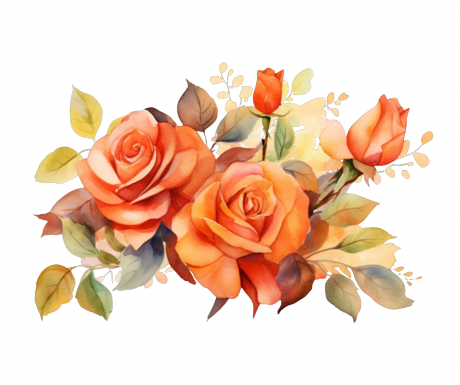 Fall Rose Bouquet Bundle – 5 PNG Digital Downloads