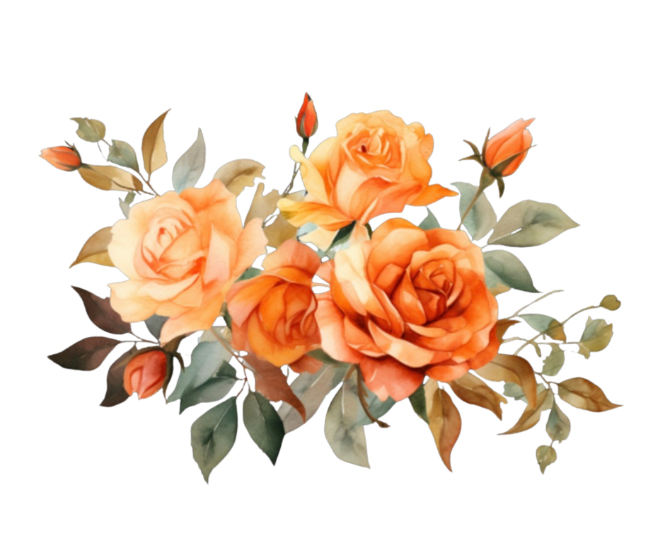 Fall Rose Bouquet Bundle – 5 PNG Digital Downloads