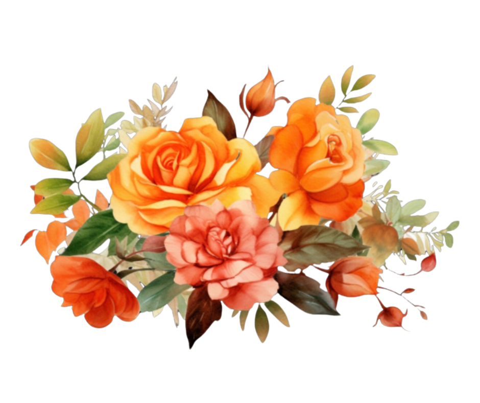 Fall Rose Bouquet Bundle – 5 PNG Digital Downloads