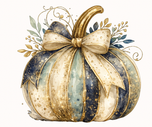 Beautiful Coquette Pumpkin Navy Gold Glam Digital Download