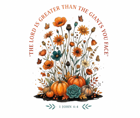 The Lord Is Greater Than The Giants You Face – Fall Botanical Digital Download (PNG)