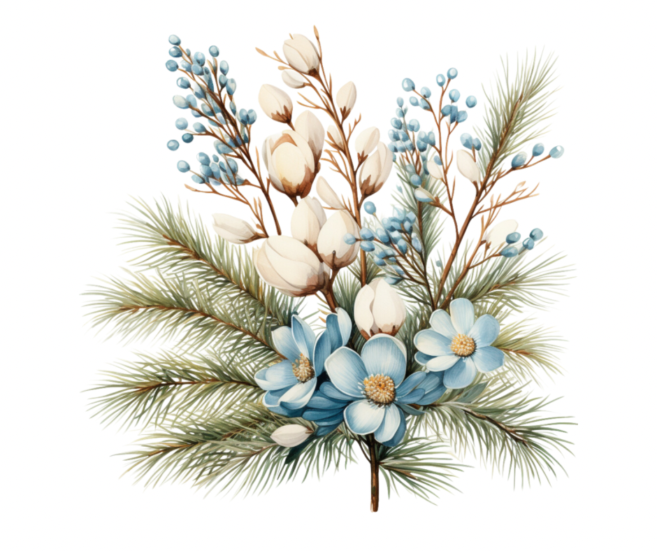 Blue Winter Floral 15 Design Bundle
