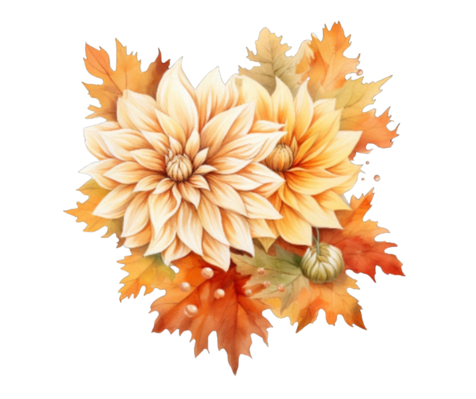 Fall Dahlia & Pumpkin PNG Bundle – 14 Designs Digital Download