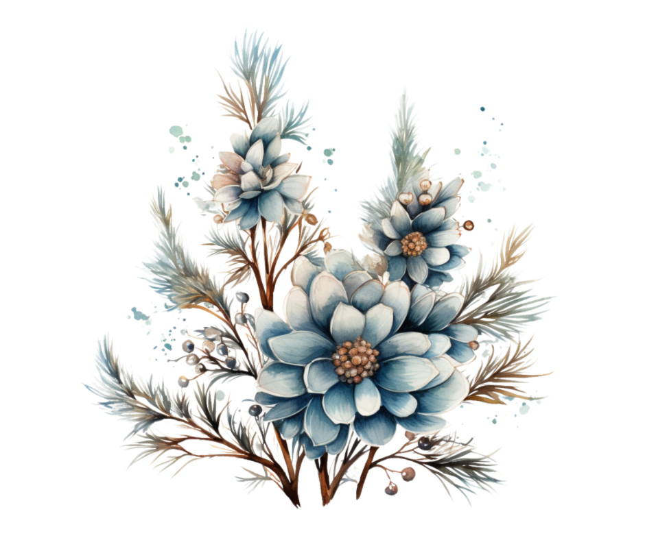 Blue Winter Floral 15 Design Bundle