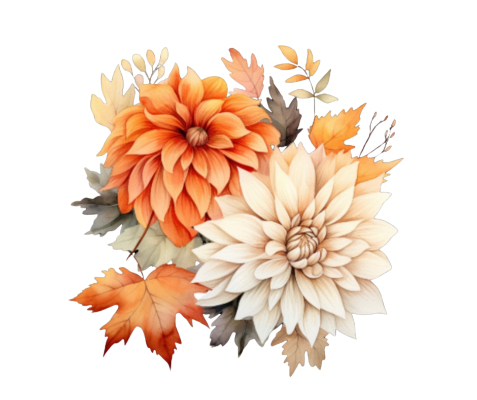 Fall Dahlia & Pumpkin PNG Bundle – 14 Designs Digital Download