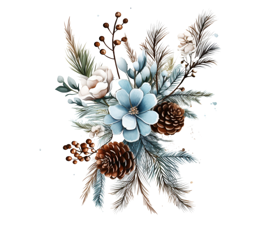 Blue Winter Floral 15 Design Bundle