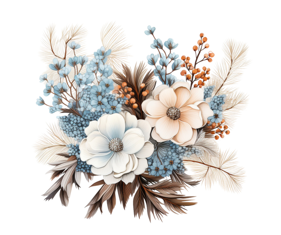 Blue Winter Floral 15 Design Bundle