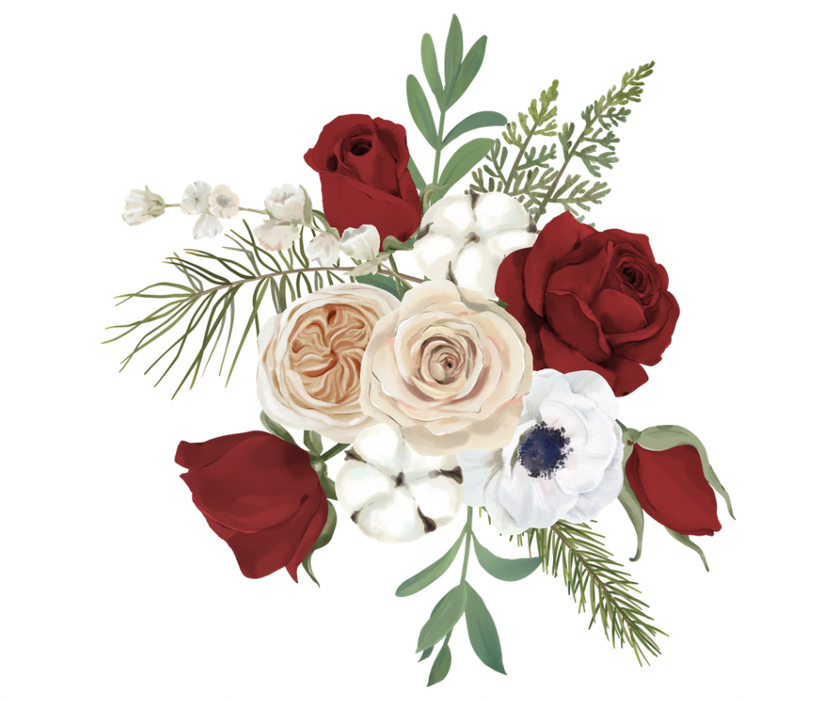 Red Rose Holiday Floral 6 Design Bundle