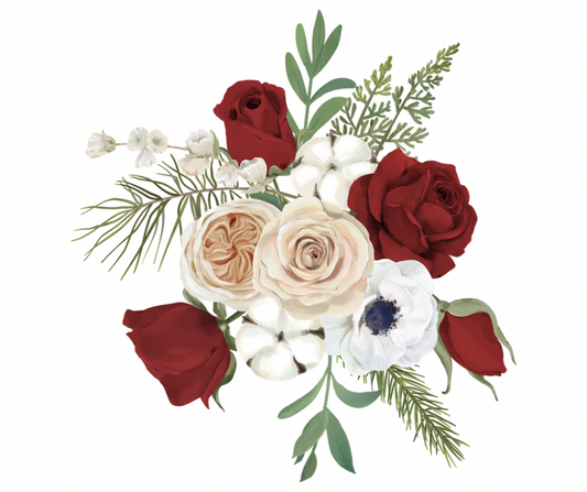 Red Rose Holiday Floral 6 Design Bundle