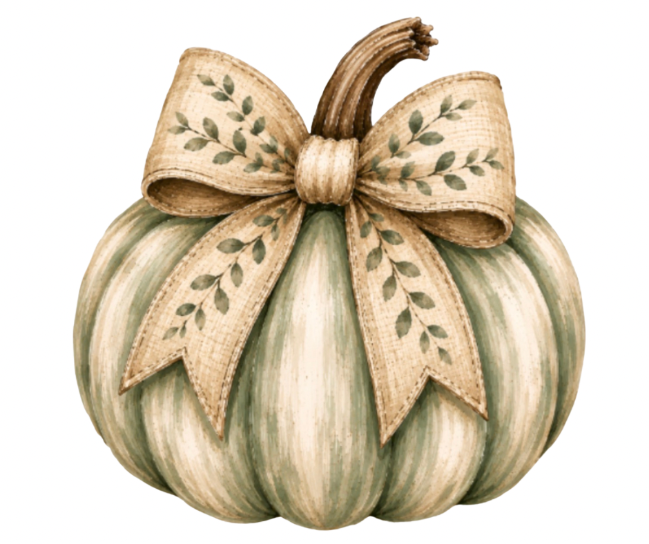 Pumpkin with Bow PNG Bundle – 4 Fall Designs Digital Download