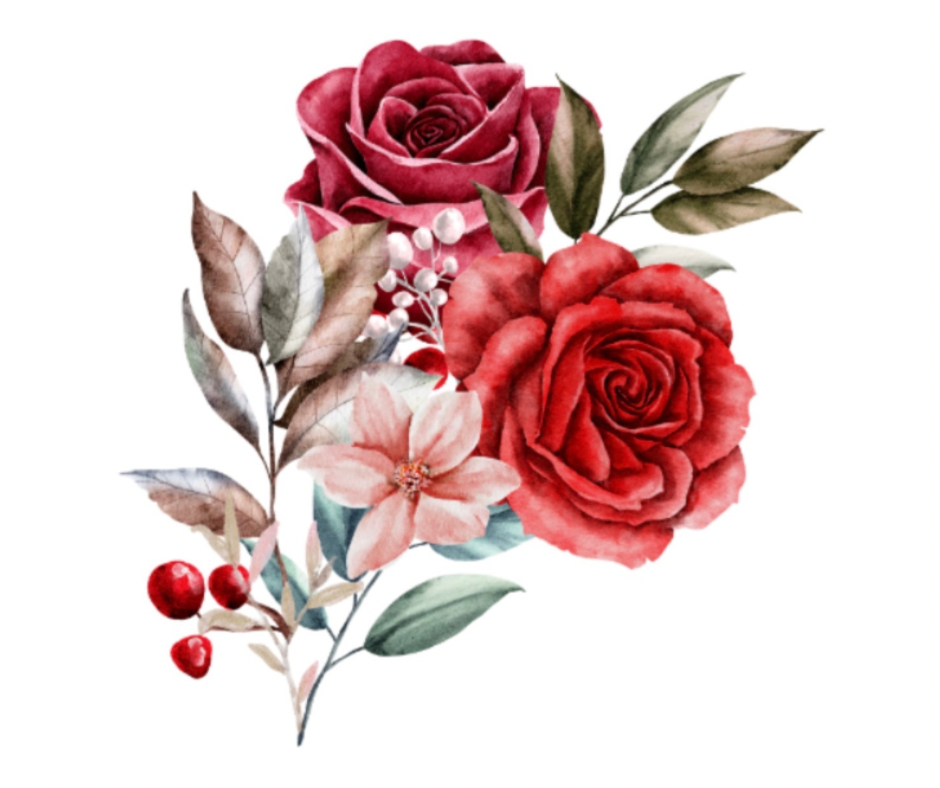 Fall Rose Bouquet Collection – Watercolor Digital Download (8 PNG Files)