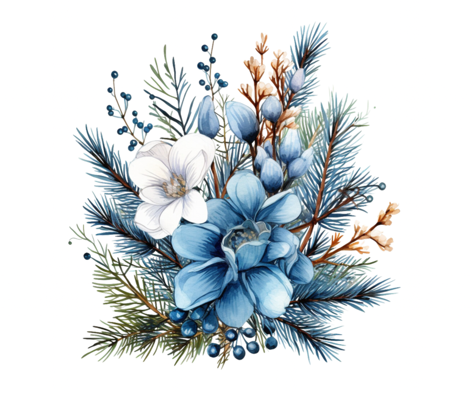 Blue Winter Floral 15 Design Bundle