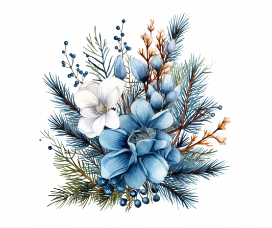 Blue Winter Floral 15 Design Bundle