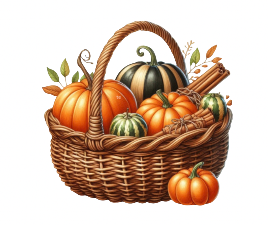 Fall Harvest Basket PNG Bundle – 4 Designs Digital Download