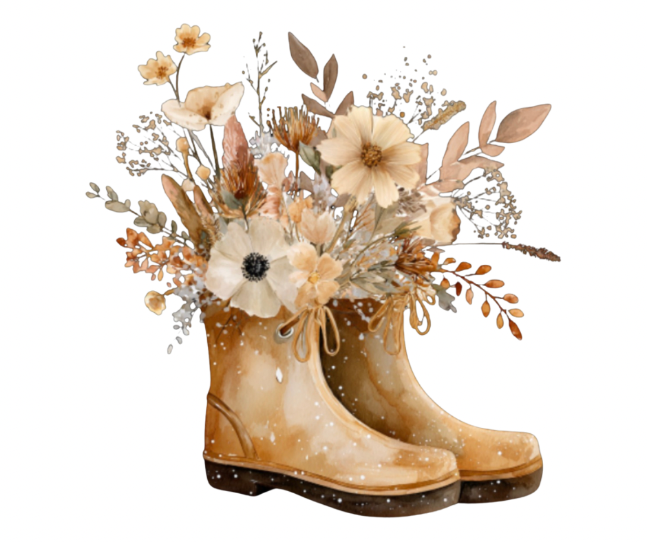 Fall Rain Boots Floral Bouquet PNG Bundle – 2 Designs Digital Download