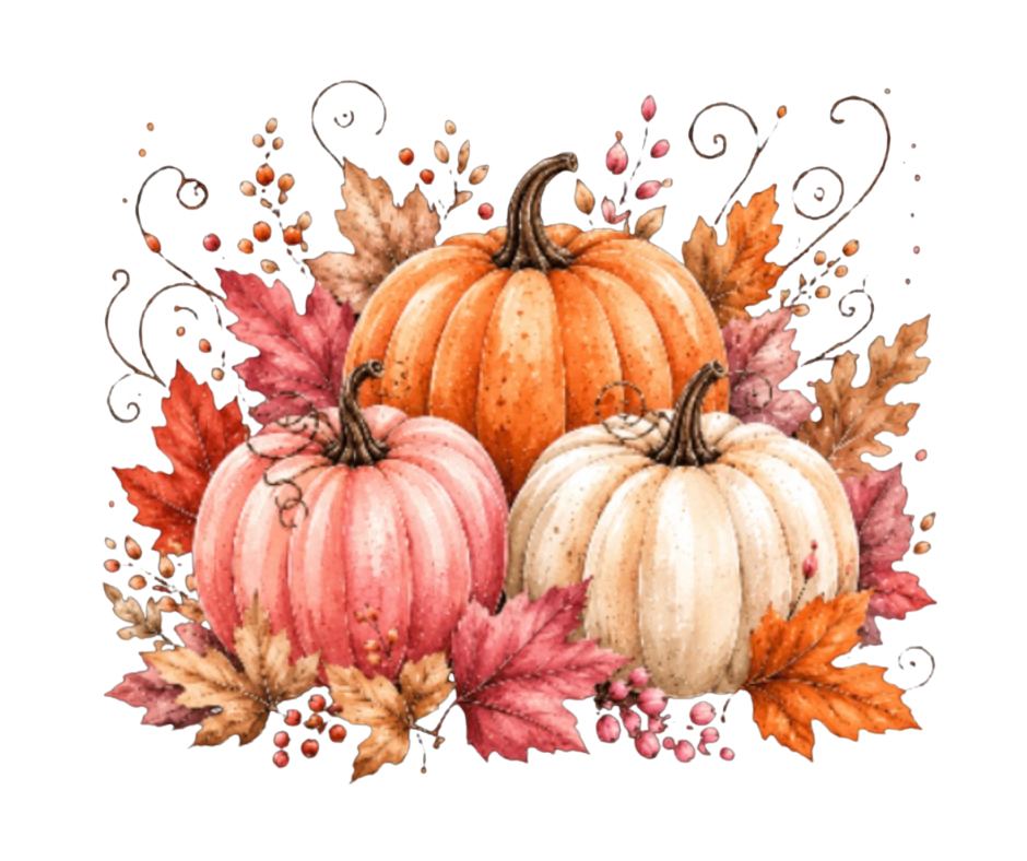Watercolor Pumpkin Trio PNG Digital Download – Fall Autumn Design