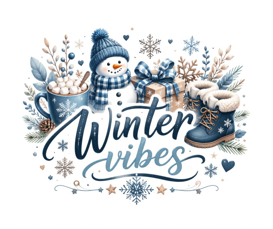 Winter Vibes Blue Snowman Winter Design