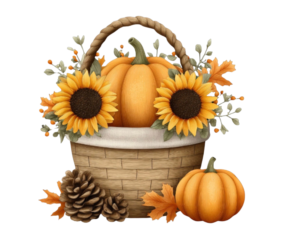 Fall Sunflower & Pumpkin Bundle – Watercolor Digital Download (5 PNG Files)