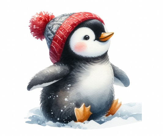 Cozy Winter Penguin PNG Digital Download