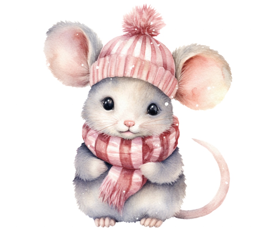 Cozy Winter Mouse PNG Digital Download