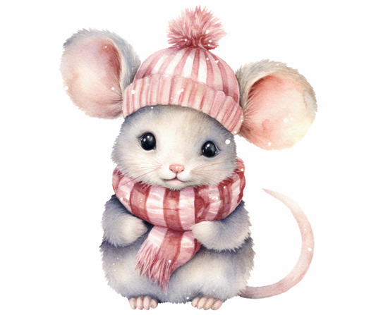 Cozy Winter Mouse PNG Digital Download
