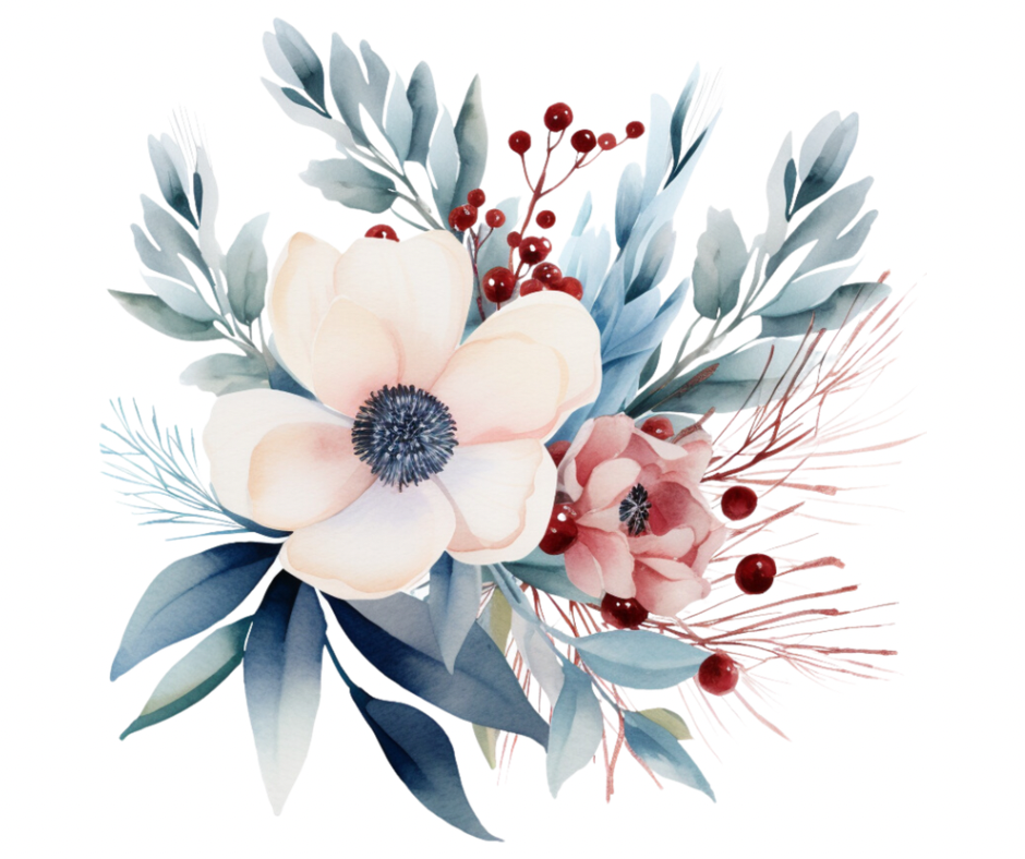 Blue Winter Floral Berry 6 Design Bundle