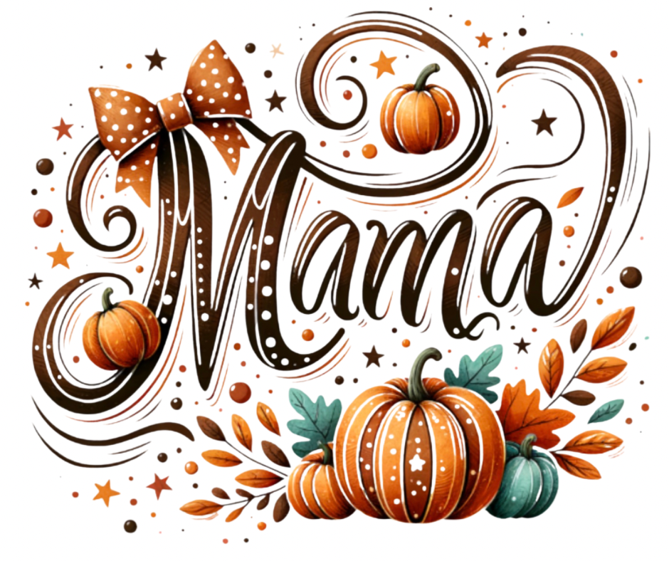 Fall Mama PNG Digital Download – Pumpkin Bow Design